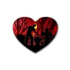 Horror Zombie Ghosts Creepy Rubber Coaster (heart) by Amaryn4rt