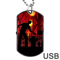 Horror Zombie Ghosts Creepy Dog Tag Usb Flash (one Side) by Amaryn4rt