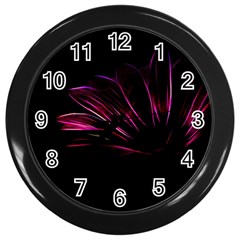 Purple Flower Pattern-design-abstract-background Wall Clock (black) by Amaryn4rt