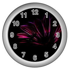 Purple Flower Pattern-design-abstract-background Wall Clock (silver) by Amaryn4rt