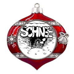 Snow Removal Winter Word Metal Snowflake And Bell Red Ornament by Amaryn4rt