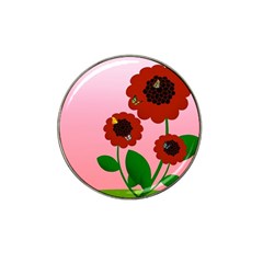 Flowers Butterflies Red Flowers Hat Clip Ball Marker (4 Pack)