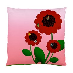 Flowers Butterflies Red Flowers Standard Cushion Case (two Sides)