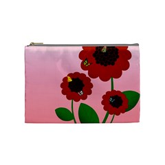 Flowers Butterflies Red Flowers Cosmetic Bag (medium) by Sarkoni