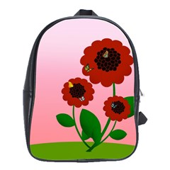 Flowers Butterflies Red Flowers School Bag (large) by Sarkoni