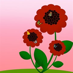 Flowers Butterflies Red Flowers Play Mat (square) by Sarkoni