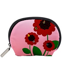 Flowers Butterflies Red Flowers Accessory Pouch (small)