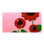 Flowers Butterflies Red Flowers Satin Wrap 35  x 70  Front