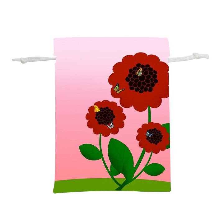 Flowers Butterflies Red Flowers Lightweight Drawstring Pouch (S)