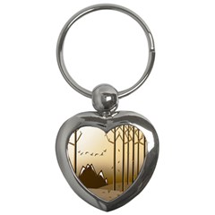 Landscape Trees Wallpaper Mountains Key Chain (heart) by Sarkoni