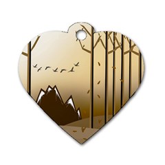 Landscape Trees Wallpaper Mountains Dog Tag Heart (one Side)