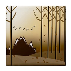 Landscape Trees Wallpaper Mountains Face Towel