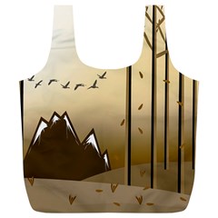 Landscape Trees Wallpaper Mountains Full Print Recycle Bag (xl)