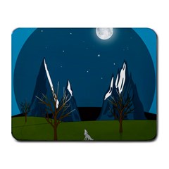 Vector Graphic Mountains Snow Wolf Small Mousepad