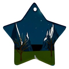 Vector Graphic Mountains Snow Wolf Ornament (Star)