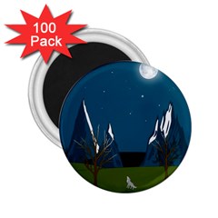 Vector Graphic Mountains Snow Wolf 2 25  Magnets (100 Pack)  by Sarkoni