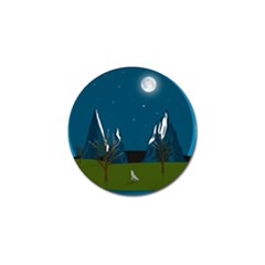 Vector Graphic Mountains Snow Wolf Golf Ball Marker