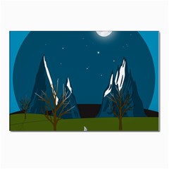 Vector Graphic Mountains Snow Wolf Postcard 4 x 6  (Pkg of 10)