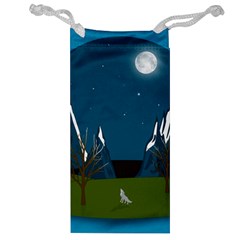 Vector Graphic Mountains Snow Wolf Jewelry Bag