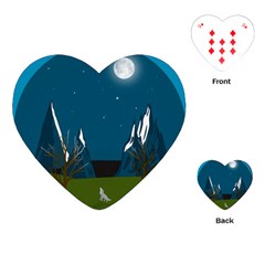 Vector Graphic Mountains Snow Wolf Playing Cards Single Design (Heart)