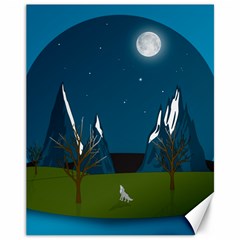 Vector Graphic Mountains Snow Wolf Canvas 11  x 14 