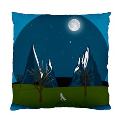 Vector Graphic Mountains Snow Wolf Standard Cushion Case (Two Sides)