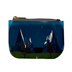 Vector Graphic Mountains Snow Wolf Mini Coin Purse