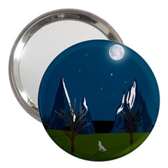 Vector Graphic Mountains Snow Wolf 3  Handbag Mirrors by Sarkoni