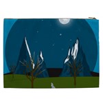 Vector Graphic Mountains Snow Wolf Cosmetic Bag (XXL) Back