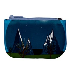 Vector Graphic Mountains Snow Wolf Large Coin Purse