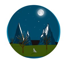 Vector Graphic Mountains Snow Wolf Mini Round Pill Box (Pack of 3)