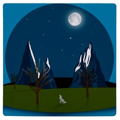 Vector Graphic Mountains Snow Wolf UV Print Square Tile Coaster 