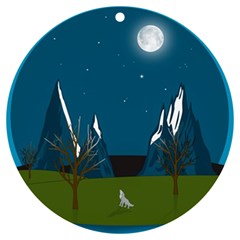 Vector Graphic Mountains Snow Wolf UV Print Acrylic Ornament Round