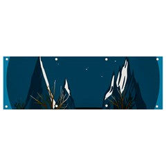 Vector Graphic Mountains Snow Wolf Banner and Sign 9  x 3 