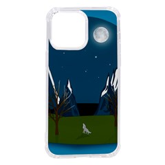 Vector Graphic Mountains Snow Wolf iPhone 14 Pro Max TPU UV Print Case