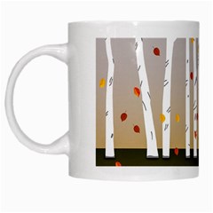 Birch Trees Fall Autumn Leaves White Mug by Sarkoni