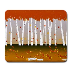 Birch Trees Fall Autumn Leaves Large Mousepad by Sarkoni