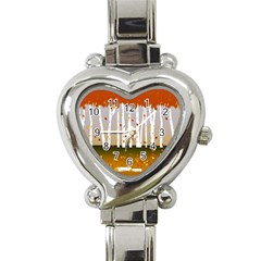 Birch Trees Fall Autumn Leaves Heart Italian Charm Watch by Sarkoni