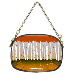 Birch Trees Fall Autumn Leaves Chain Purse (two Sides)