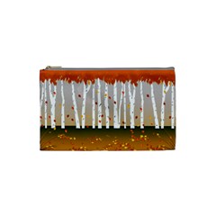 Birch Trees Fall Autumn Leaves Cosmetic Bag (small)