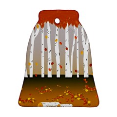 Birch Trees Fall Autumn Leaves Bell Ornament (two Sides)