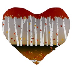 Birch Trees Fall Autumn Leaves Large 19  Premium Heart Shape Cushions