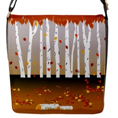 Birch Trees Fall Autumn Leaves Flap Closure Messenger Bag (s)