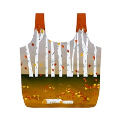 Birch Trees Fall Autumn Leaves Full Print Recycle Bag (m)