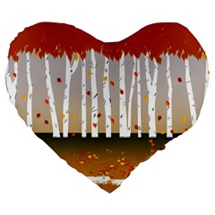 Birch Trees Fall Autumn Leaves Large 19  Premium Flano Heart Shape Cushions by Sarkoni