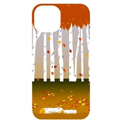 Birch Trees Fall Autumn Leaves Iphone 14 Black Uv Print Case by Sarkoni