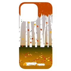 Birch Trees Fall Autumn Leaves Iphone 14 Pro Max Black Uv Print Case by Sarkoni