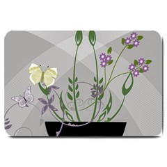 Flower Butterfly Pot Large Doormat