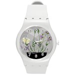 Flower Butterfly Pot Round Plastic Sport Watch (M) Front