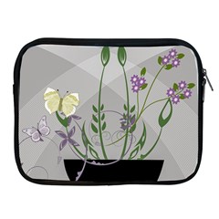 Flower Butterfly Pot Apple Ipad 2/3/4 Zipper Cases